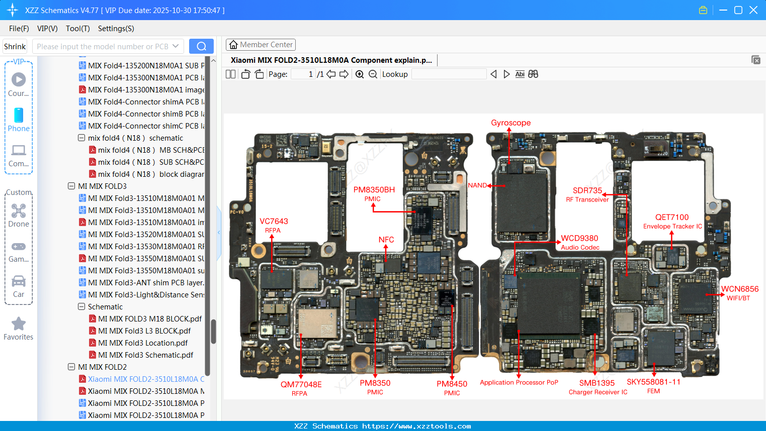 Xiaomi MIX FOLD2-3510L18M0A Component Explain